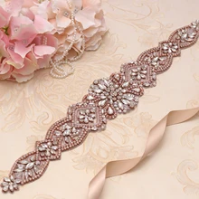 MissRDress Хрустальный пояс невесты Стразы Свадебный Пояс розовое золото со стразами для невесты лента для свадьбы выпускного вечера длинное платье JK828