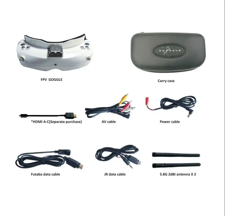 

HobbyLane SKYZONE SKY02C 5.8Ghz 48CH Diversity FPV Goggles Support DVR HDMI With Head Tracker Fan for RC Racing Drone