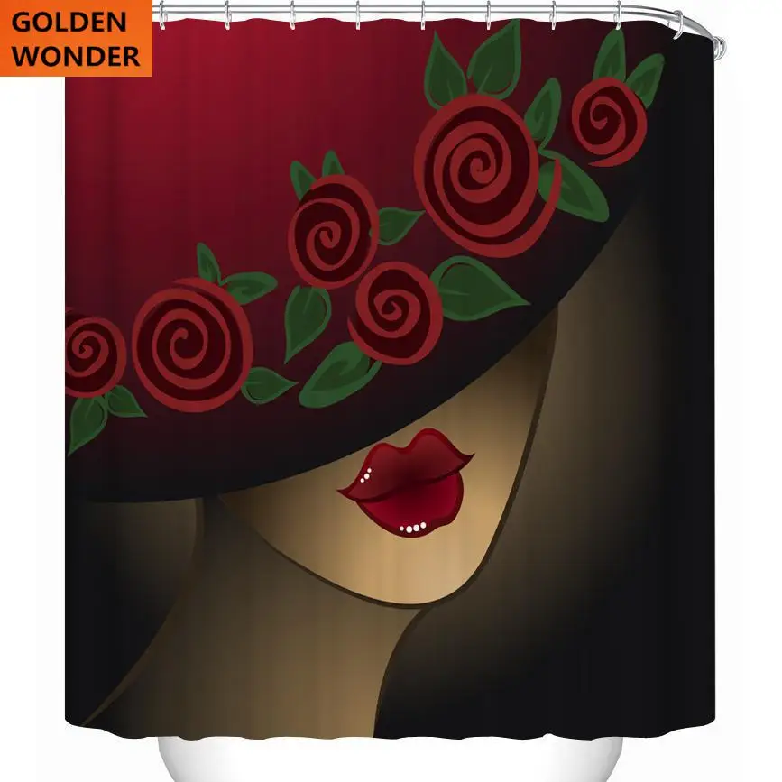 

New Design Beauty Shower Curtain Bathroom Curtain Data Printing Blind Cortina Polyester Water-proof Simple Design Home Garden