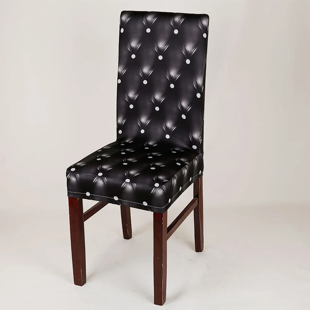 10 шт./лот, эластичный спандекс, домашний обеденный чехол для кресла для дома, столовой, эластичный чехол из искусственной кожи для стула, черный/красный/серый/желтый - Color: black Spandex
