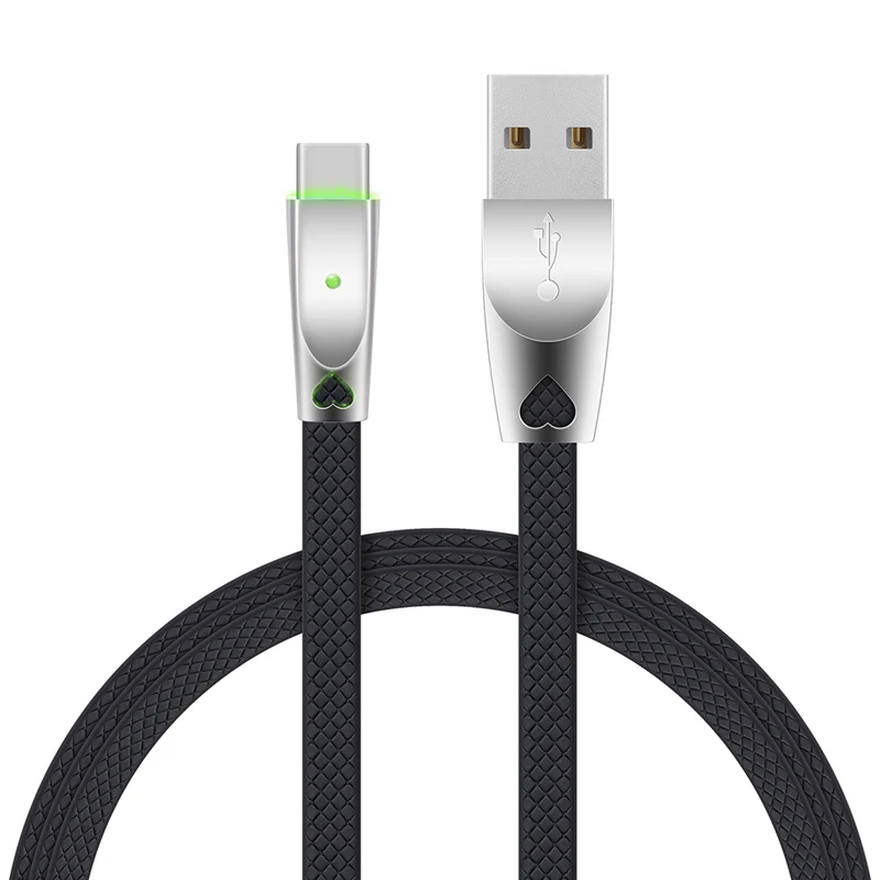 EtopLink جديد النايلون شقة كابل يو اس بي نوع C المصغّر usb البيانات الذكية شحن كابل بيانات دعم النحاس سلك LED شريحة ذكية الكابلات
