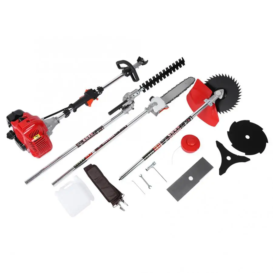 

6-in-1 Electric Foldable Hedge Trimmer Kit 52CC Folding Lawn Mower Set Pole Saw Cutting Bush Weeding Agriculture