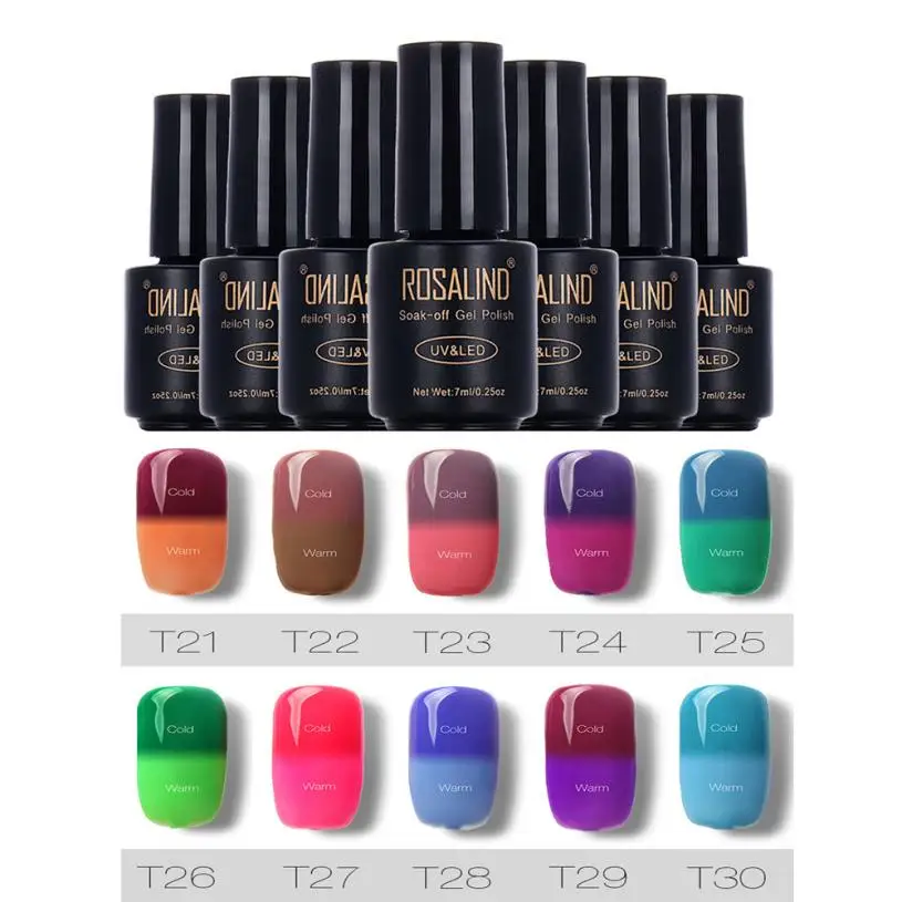 

ROSALIND 7ML 21-30 Temperature Changing Color Nail Gel polish Soak Off Led UV Nail Lamp Gel Nail UV Polish Gel Nail Polish JU31.