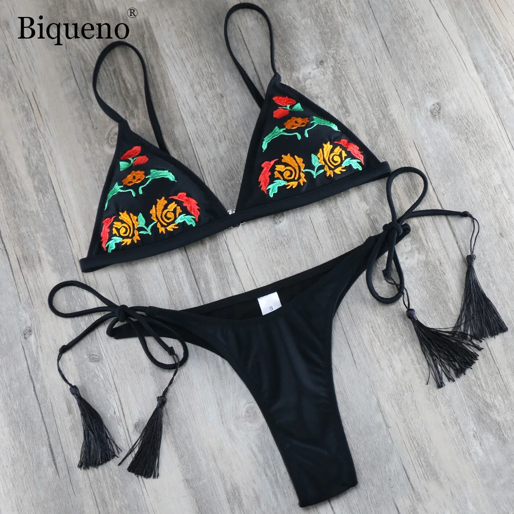 2018 black embroidery sexy bikini set swimsuit women push up brazilian 2018 black embroidery sexy bikini set swimsuit women push up brazilian