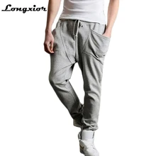 Новые брендовые треники из хлопка, мужские Модные однотонные брюки кэжуал, свободные спортивные штаны в стиле хип-хоп, мужские спортивные штаны для фитнеса LP32