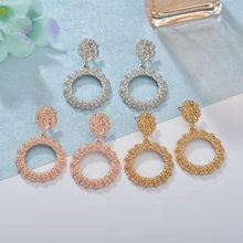 2019 Nieuwe Retro Elegante Vrouwen Mode Goud Legering Metalen Geometrische Hollow Out Ear Drop Barokke Oorbellen Klassieke Sieraden Geschenken(China)