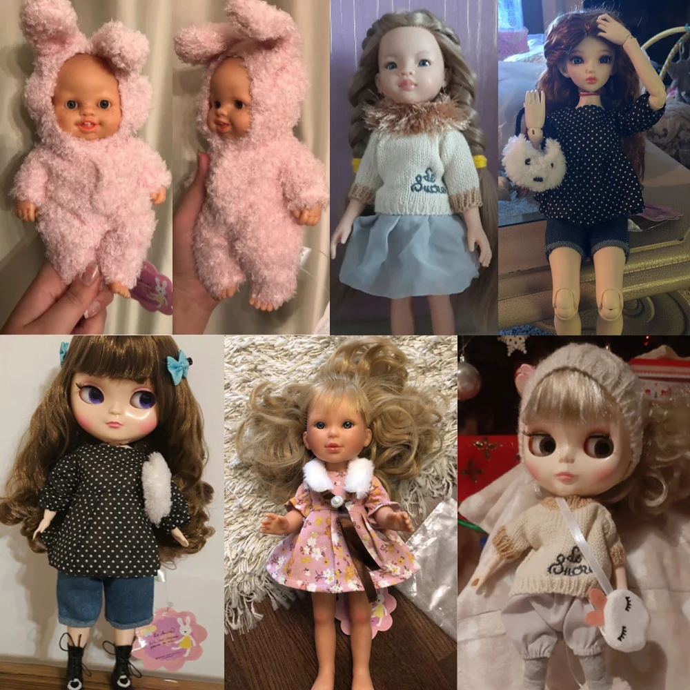 30 см кукольная одежда для 1/6 BJD Кукла Кролик Кот медведь плюшевые игрушки мягкое платье юбка вязаная кукла аксессуары