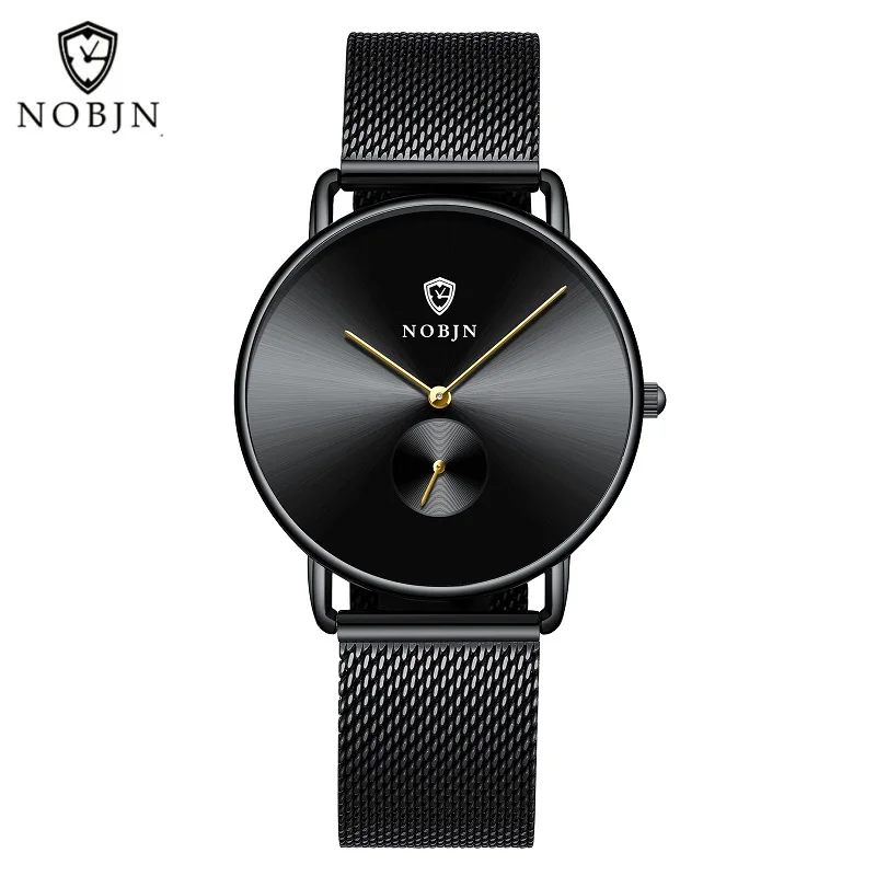 

6.5mm Thin Quartz Watches Men NOBJN N06 Watches Man Clock Stainless Steel Mesh Belt Fashion Waterproof Wristwatches Dropshipping