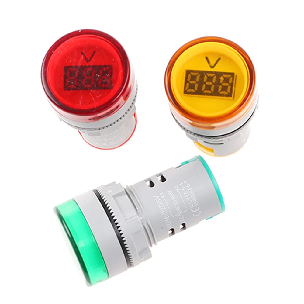 

22mm LED Digital Display Gauge Volt Voltage Meter Indicator Signal Lamp Voltmeter Lights Tester Combo Measuring Range 60-500V AC