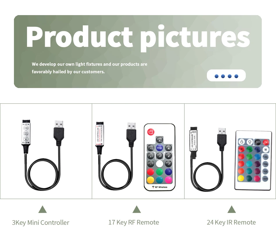 DC 5 В Светодиодная лента управления Лер USB RGB RF беспроводной пульт дистанционного управления Мини 3Key/17Key набор черный/белый кабель светильник управление цветом