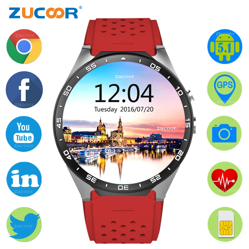 

Smart Men Watch Quad-Core Android Reloj ZW77 Pedometer WiFi Clock Bluetooth Waterproof Wristwatch With Heart Rate Monitor Camera
