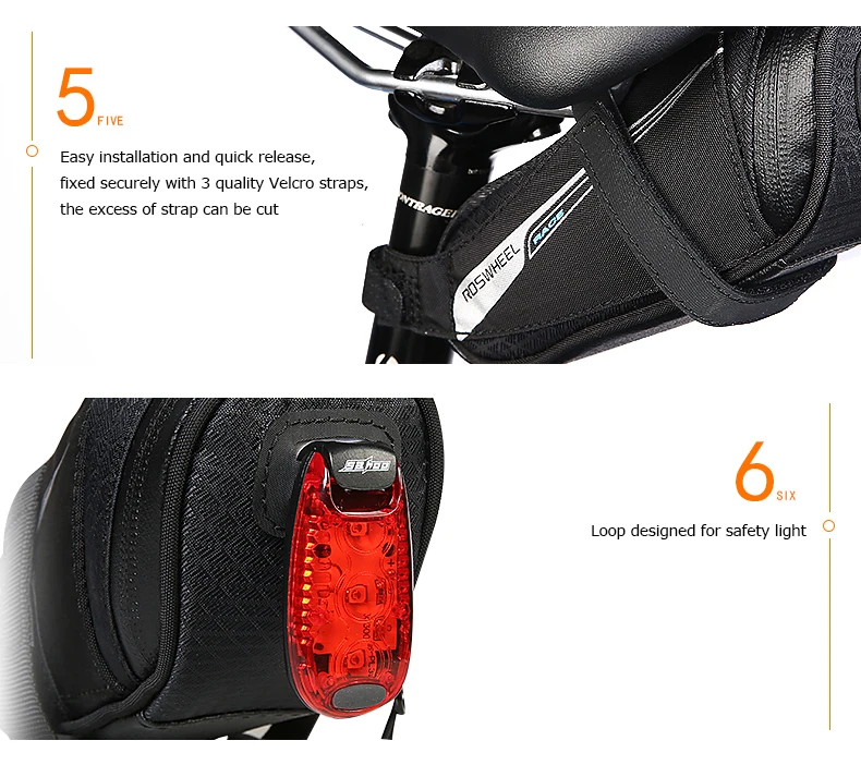 Top Roswheel Race 131432 Mountain Road Cycling Bike Bicycle Strap-on Rear Seat Saddle Bag Tail Bag Pouch Pannier Sack 7