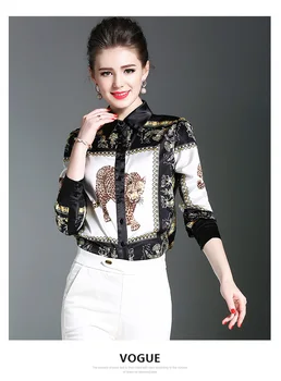 

2018 New Women Blouse Fashion Elegant Print Office Ladies Blouses Long Sleeve Slim Kimono Cardigan casacos femininos F010