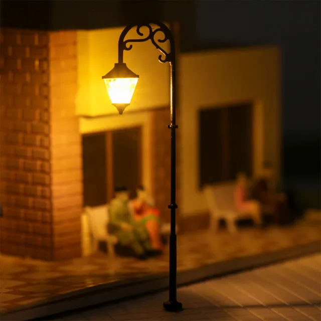 LYM55 10pcs 1:87 Model Railway HO Scale Lamp Single Head Street Lights LEDs Miniature Warm White