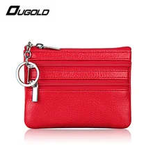 2016 portefeuille femme mode vraiment en cuir véritable unisexe petites femmes portefeuilles Double zip porte – monnaie