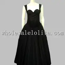 Готический черный и красный тайский шелк Strapy принцесса длинное платье сценический костюм