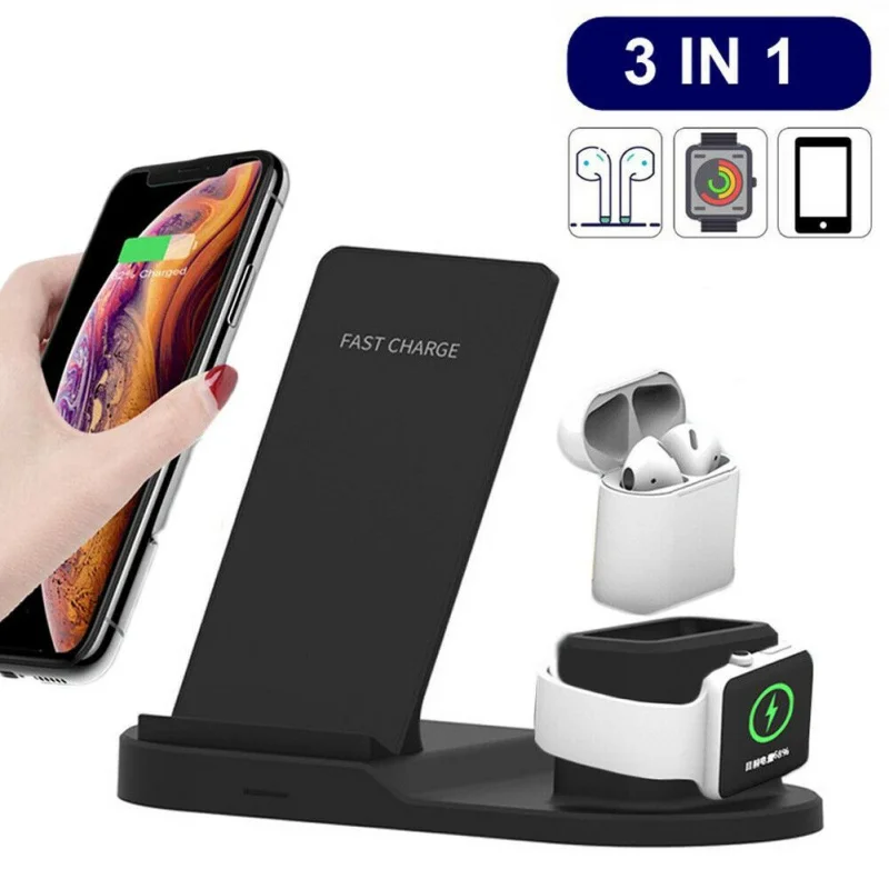 3 in 1 Mobile Phone Watch Headphone Chargers Wireless Fast Charging Adapter Holder Stand For Cellphone Earbuds