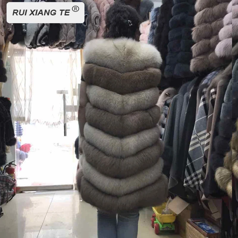 Женский жилет из натурального меха высокого качества пальто песца длинный косой