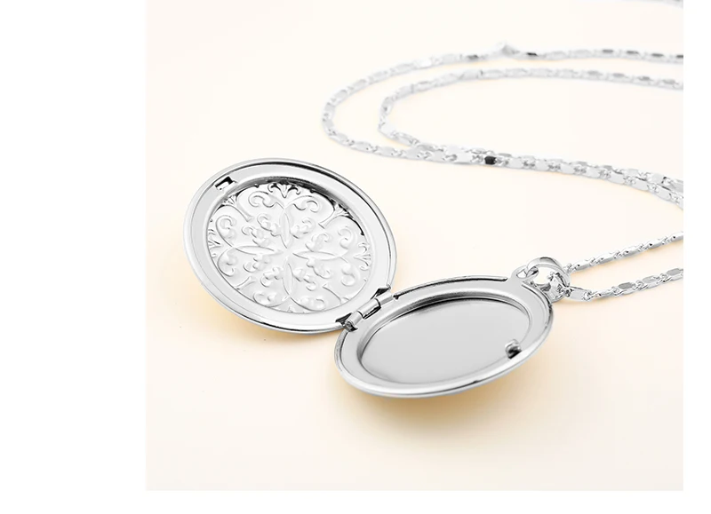 Long Memory Locket Necklace Photo Frame Pendant Gold Necklace Women Fashion Oval Initial Statement Necklaces & Pendants  (5)