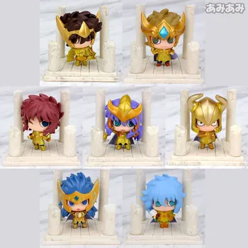 

Anime Q Version 7PCS/SET Saint Seiya Scorpio Cancer Death Mask Leo Aries Mu 6CM PVC Action Figure Doll Toys Kids Gift