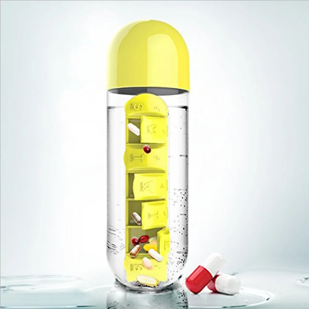 ZLROWR Спорт на открытом воздухе футляр для лекарств Pill Box бутылку воды случае капсула Организатор 600 мл