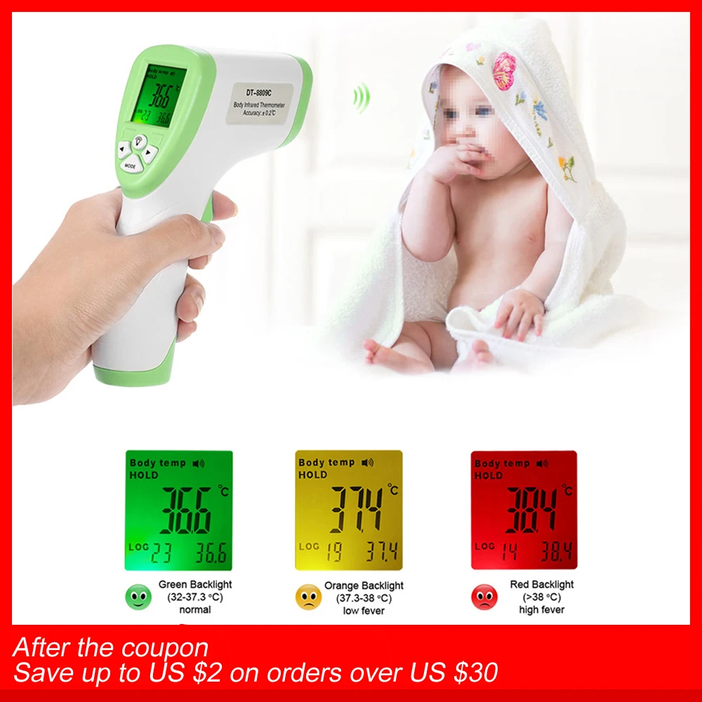

Digital IR Infrared Thermometer Forehead Body Surface termometro digital Temperature Meter Pyrometer Measurement Data Hold Func