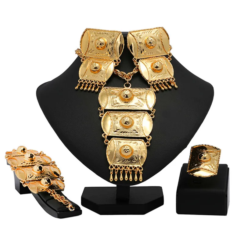 

2019 fashion african Bridal jewelry set Brand Nigerian Wedding Women Accessories jewelry set dubai Gold jewelry set Wholesale