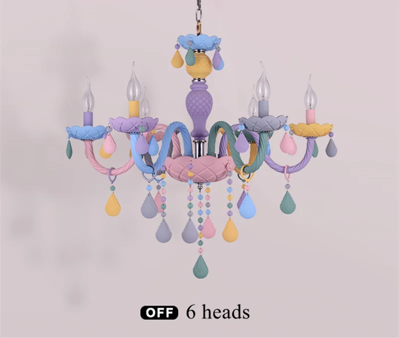 Lustre de Cristal Macaron Droplight Crianças Quarto Lustre Criativo Fantasia Menina Princesa Luminária Luminárias Cor 12 Lustre de cristal macaron cor droplight crianças
