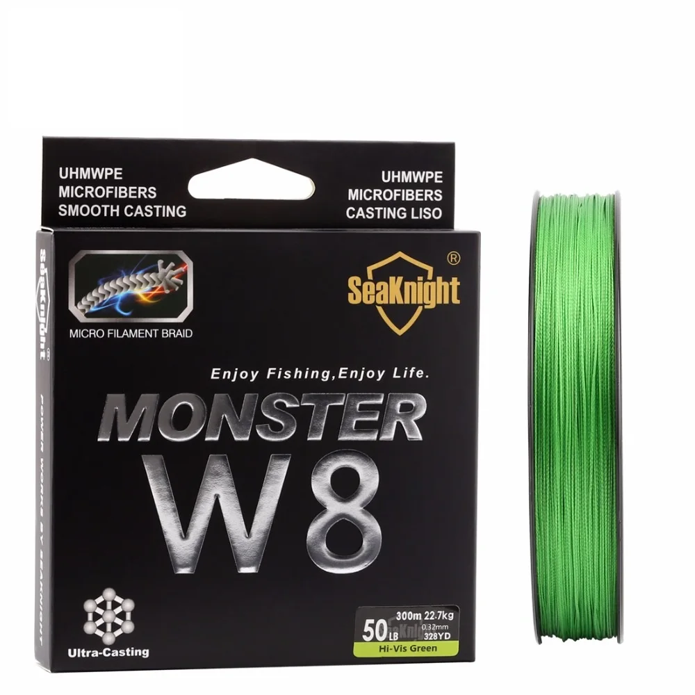 SeaKnight New Super Strong W8 Fishing Line 300M 8 Strands Weaves PE Braided Rope Multifilament 20LB 30LB 40LB 50LB 80LB 100L