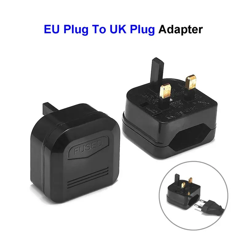UK British Plug Adapter European EU To UK Travel Adapter With 5A Fuse