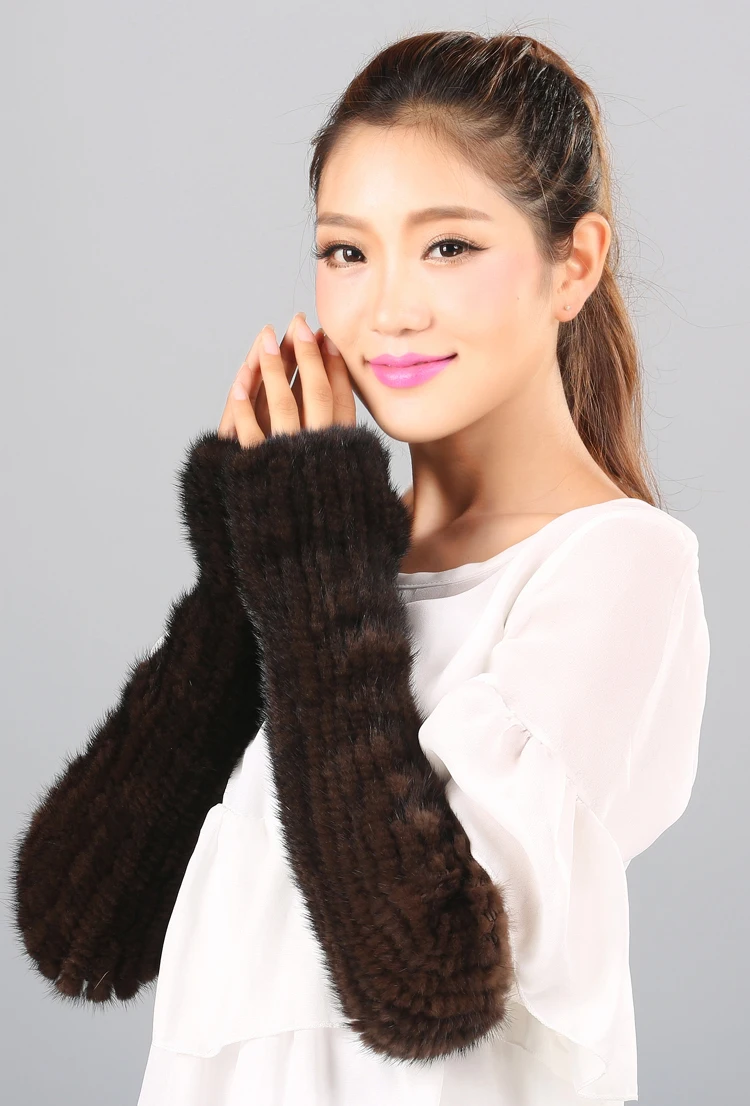  Winter Warm Gloves For Women Natural Mink Fur Gloves Female Knitted Real fur Gloves Fingerless Thick 2017 New (14)