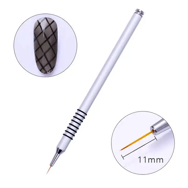 УФ-гель-лайнер для рисования, кисть для рисования цветами, акриловая ручка 11 мм/9 мм/7 мм, набор серебряных ручек, инструмент для маникюра, дизайна ногтей, 1 украшение для ПК - Цвет: 11mm