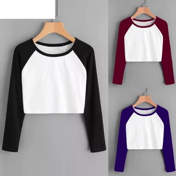 

JAYCOSIN Fashion Casual Tops For Women Long Sleeves Solid Patchwork Stretchy Autumn Top Women T-Shirt DropShipping 18Aug20