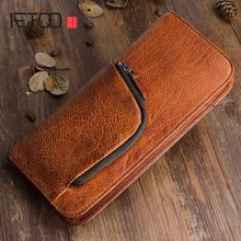 AETOO Original retro first layer of leather long wallet multi-function zipper leather handbags young men and women Vintage aetoo original retro wrinkled leather vertical wallet men s short paragraph the first layer of leather wallet zipper small card