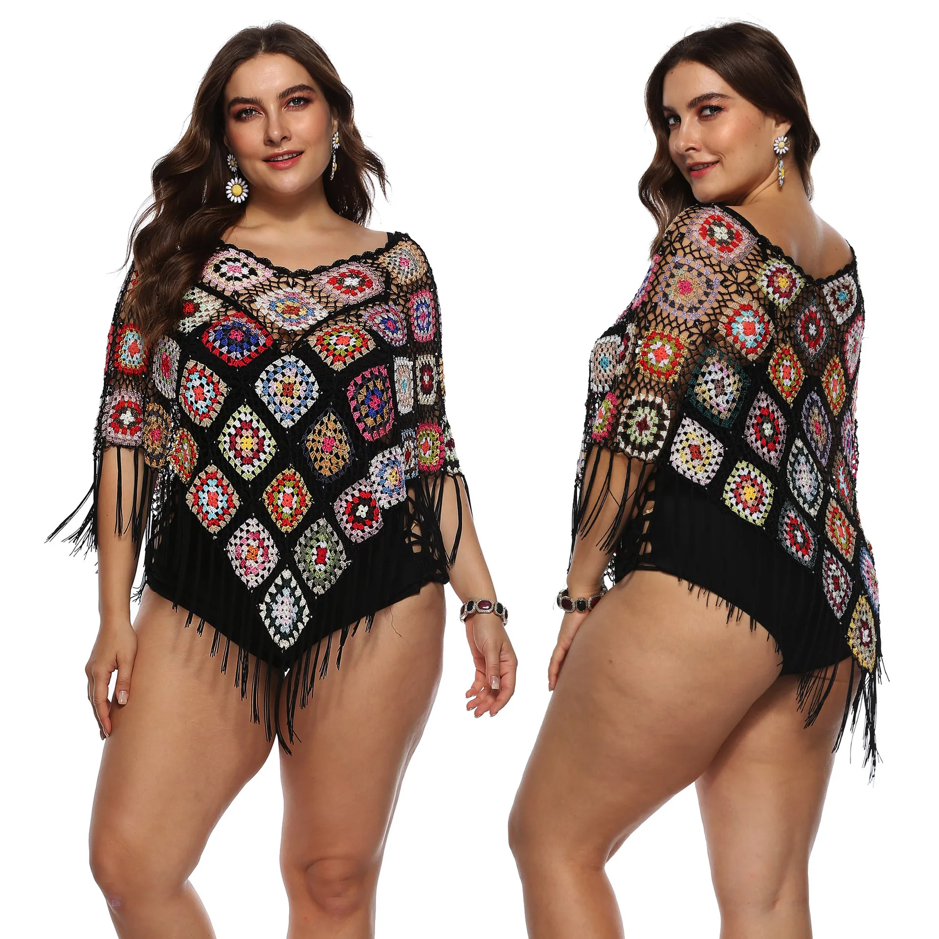 

Bikini Cover Up Beach Dress Robe Wear Women's Plus Size The Swimsuit 2019 Flower Hollow Overall Spend Female A811 Big Yards