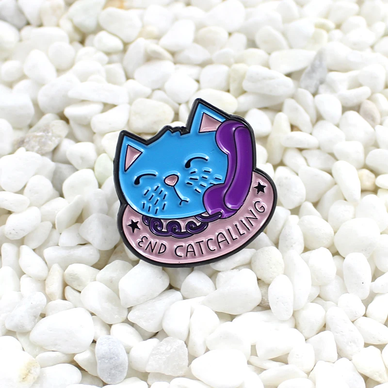 Эмалированная булавка на телефон Smile Blue Cat значок подарок для любимого человека