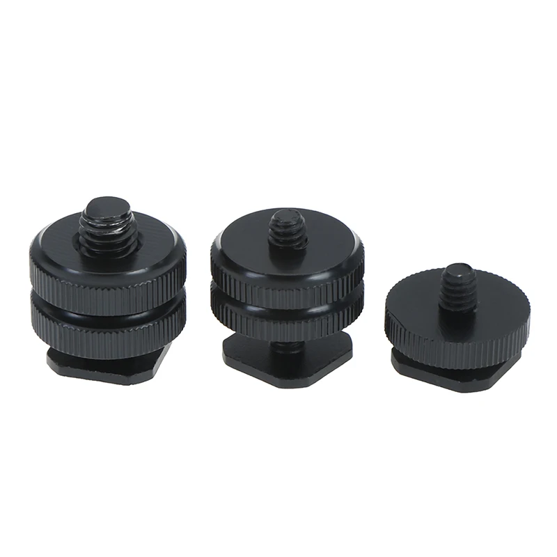

1/4" 3/8" inch tripod mount screw with double layer to flash hot shoe adapter
