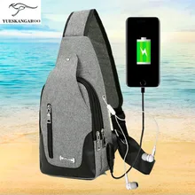 Multifonction USB de charge homme épaule poitrine poitrine Sac Hommes sac de loisirs de mode Satchel Oxford tissu imperméable