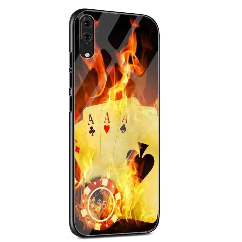 Стеклянный чехол для телефона Huawei Mate Honor 8X 9 10 7A 20 P30 P20 P10 Lite Pro P Smart Cover Poker Game Pair Kings Art