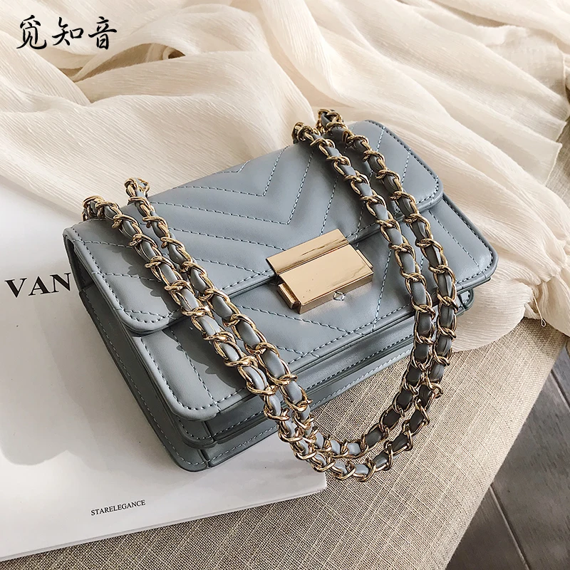 

Luxury Brand Square Bag 2019 Fashion New High Quality Pu Leather Women's Designer Handbag Lock Chain Shoulder Messenger Bags