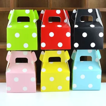 

Small 7x5x10cm 20pcs Polka dot Stripes Candy Box Paper Gift Bag Chocolate Packaging Children Birthday Party Wedding Decorations