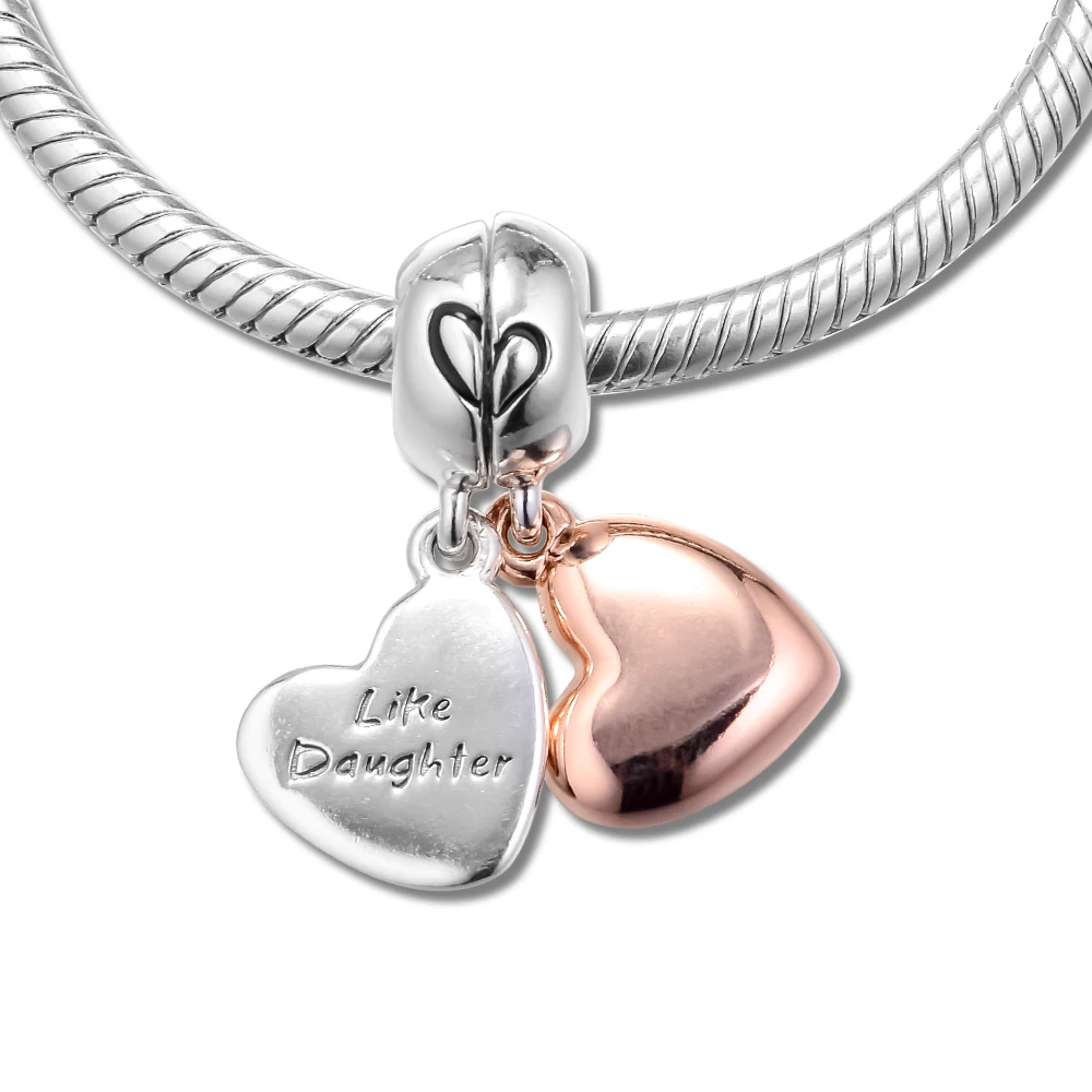 

CKK Beads Mother & Daughter Love Dangle Charm 925 Sterling Silver Pandora Bracelet Charms Beads for Jewelry Making kralen perles