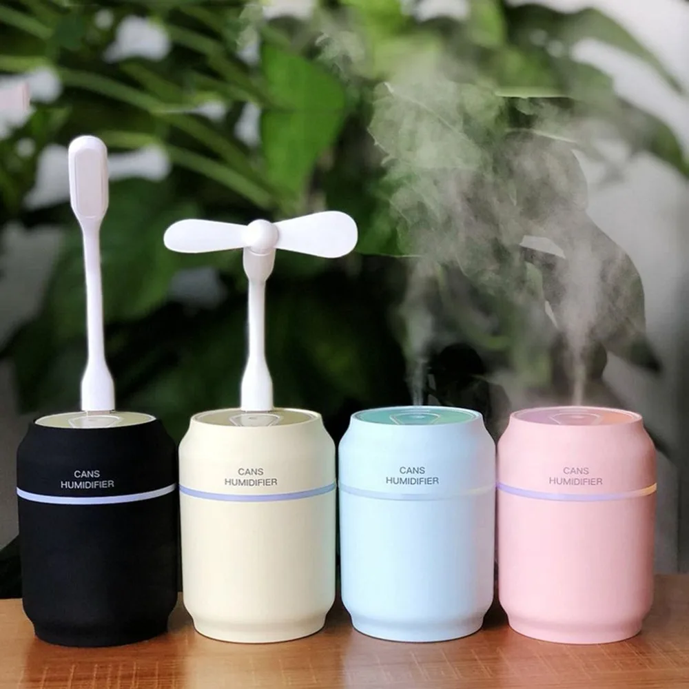 

3 in 1 200ml USB Can Shape Air Humidifier 7 Color LED Aroma Lamp Essential Oil Diffuser Mist Maker Fogger with Mini Fan