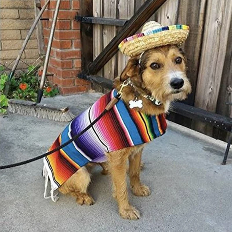 Беговая мини-шляпа для собак, шляпа от солнца, пляжные вечерние соломенные шляпы для собак, мексиканский стиль, шапка для собак и кошек, забавные аксессуары