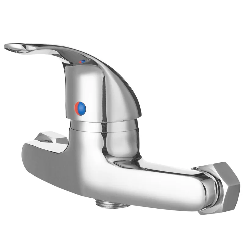 

Extended Spout Bathroom Basin Faucet Single Handle Chrome Polished Sink Water Mixer Tap Cold And Hot Wall Mounted Faucets