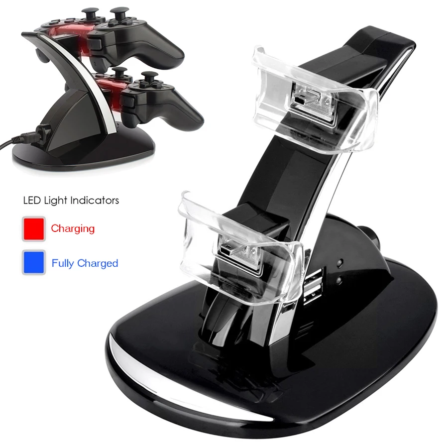 

Dual USB LED Charging Dock Station Charger Stand for PS3 Joystick for Sony Playstation 3 Wireless Controller