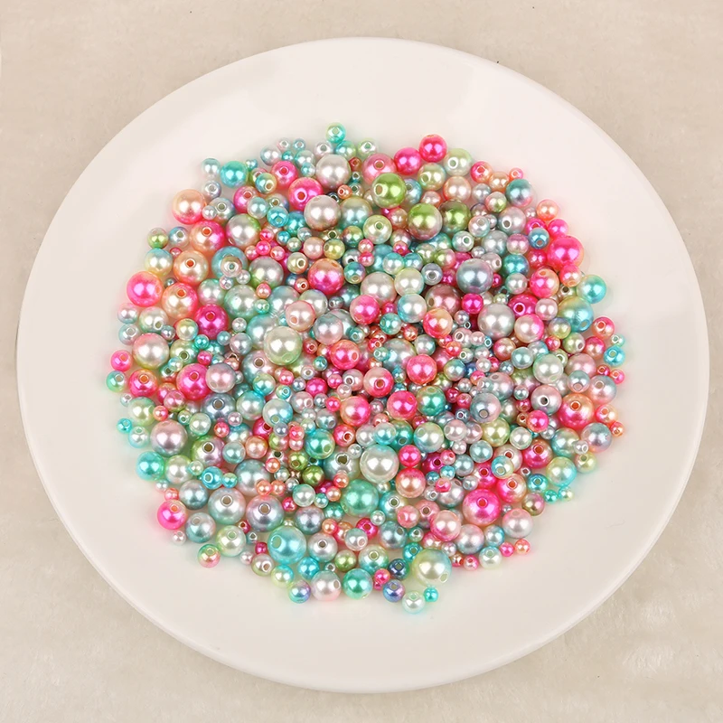

4mm/5mm/6mm/8mm ABS Round Imitation Pearls Loose Beads with Hole for DIY Art Garment Necklace Accessories