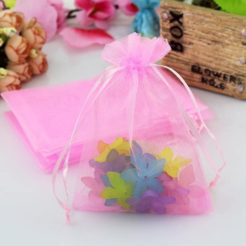 Wholesale 200pcs/lot Pink Organza Bag 11x16cm Jewelry Candy Gifts