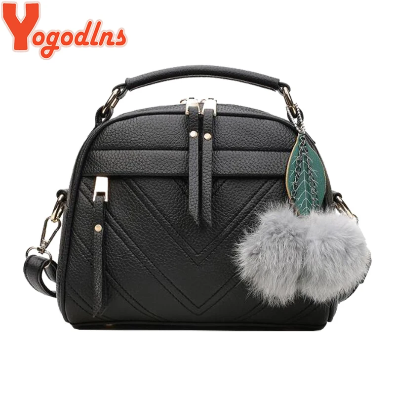 Yogodlns جديد أزياء والجلود الإناث أعلى-حقائب بيد صغيرة المرأة Crossbody حقيبة الشعر الكرة حقيبة كتف لطيف رسول حقائب