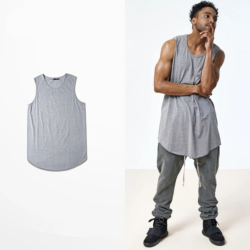 

Wholesale & retail 2017 Casual New Summer Men Sleeveless T Shirt Vest Men Exercise HipHop kanye vest Undershirt Tank Top Singlet